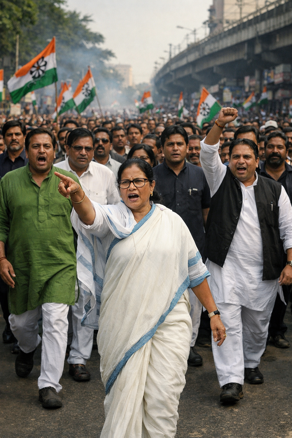 آئی پیک چھاپوں کے خلاف ممتا بنرجی سڑکوں پر