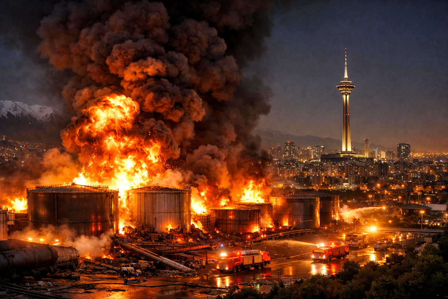 تہران میں ایندھن کے ذخائر پر اسرائیلی فضائی حملہ، شدید آگ بھڑک اٹھی