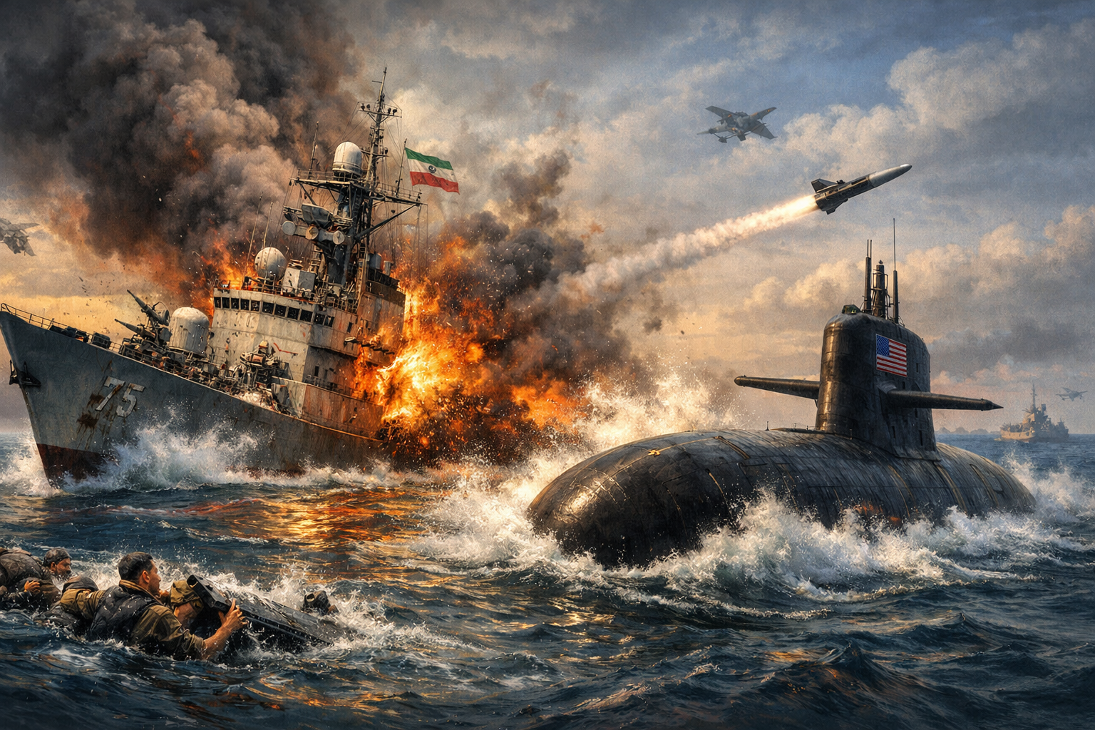 سری لنکا کے جنوبی ساحل سے قریب ایرانی جہاز پر امریکی حملہ سے جہاز غرق