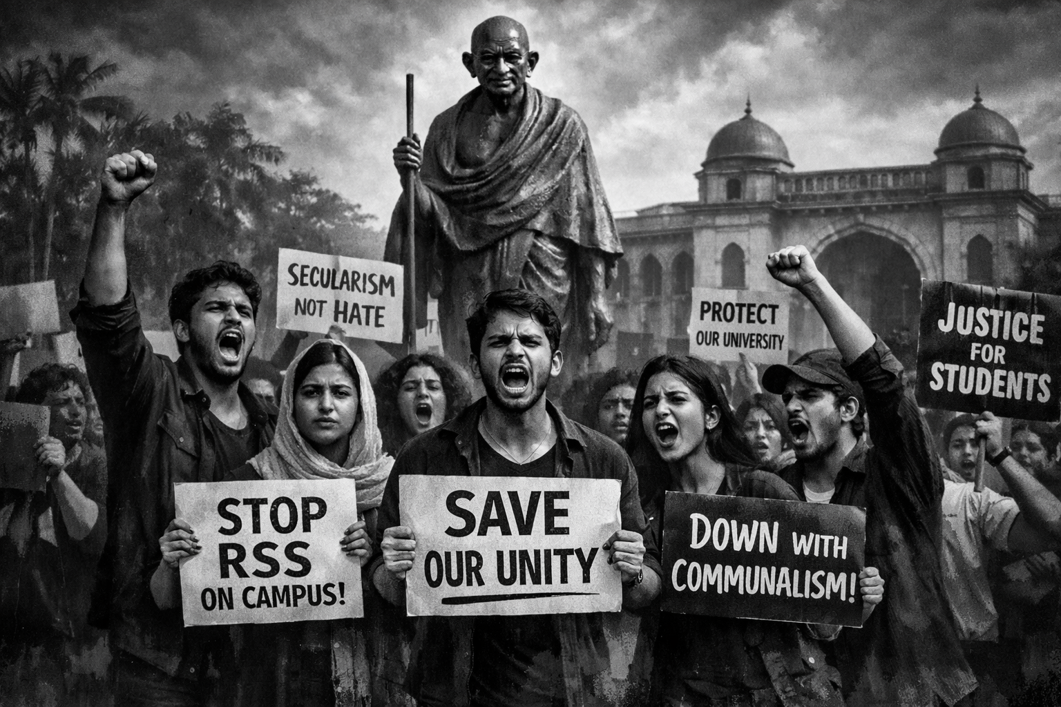 طلبہ تنظیموں کا آر ایس ایس کے خلاف کارروائی کا مطالبہ