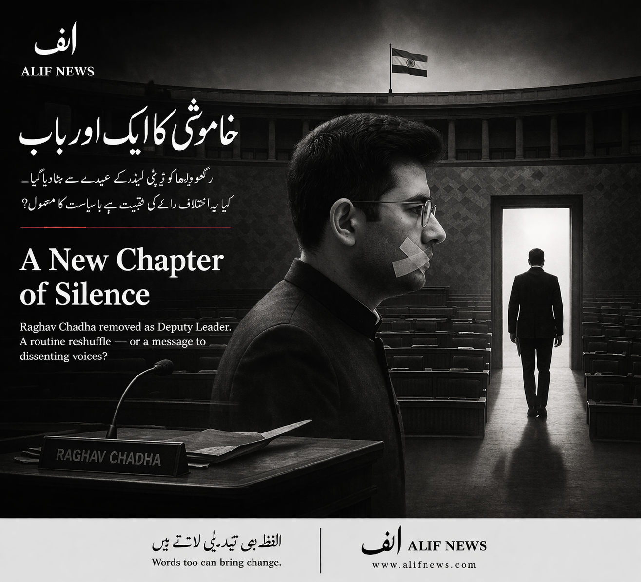 عام آدمی پارٹی نے راگھو چڈھا سے راجیہ سبھا میں ڈپٹی لیڈر کی ذمہ داری چھین لی