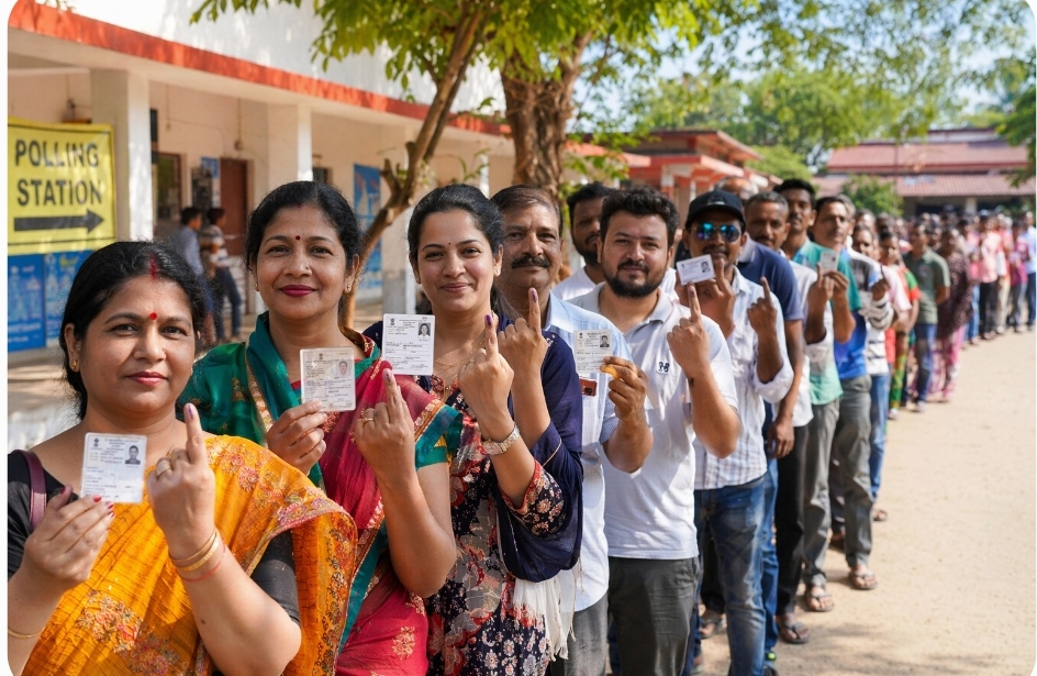 بھارت کی مختلف ریاستوں میں ہونے والے اسمبلی انتخابات میں عوام کی بھرپور شرکت