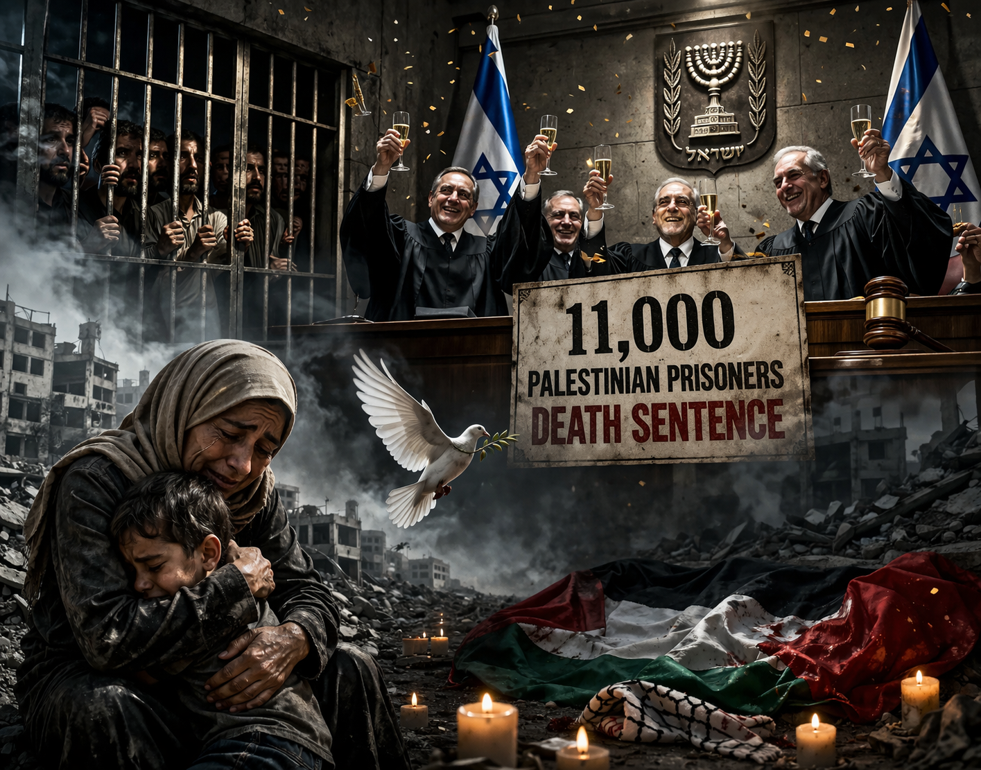 11000 فلسطینی قیدیوں کی اسرائیلی عدالت میں سزائے موت کا فیصلہ اور جشن