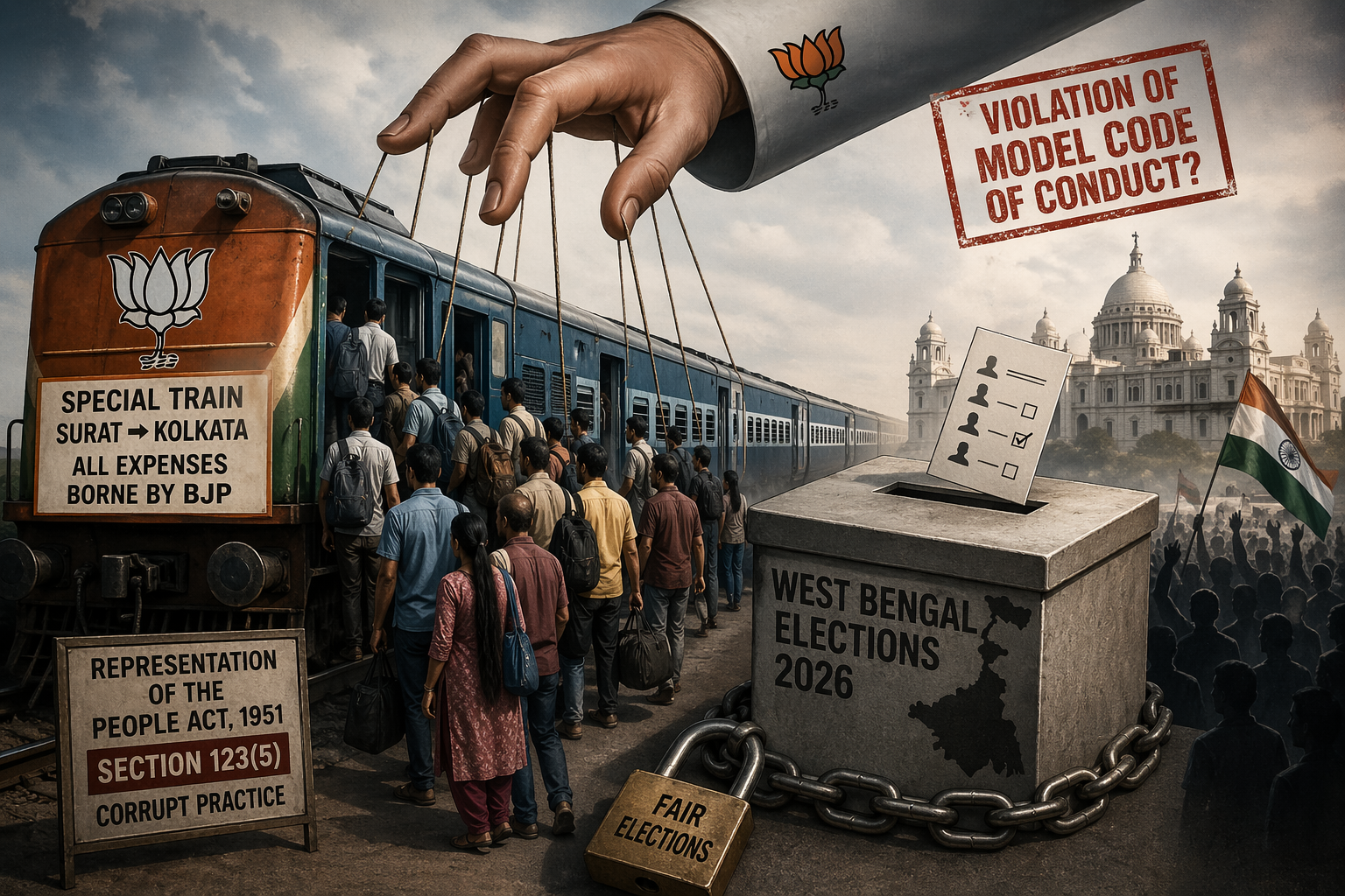 سورت سے کولکتہ تک خصوصی ٹرینوں سے ہزاروں ووٹروں کو منتقل کرنے پر سوالیہ نشان